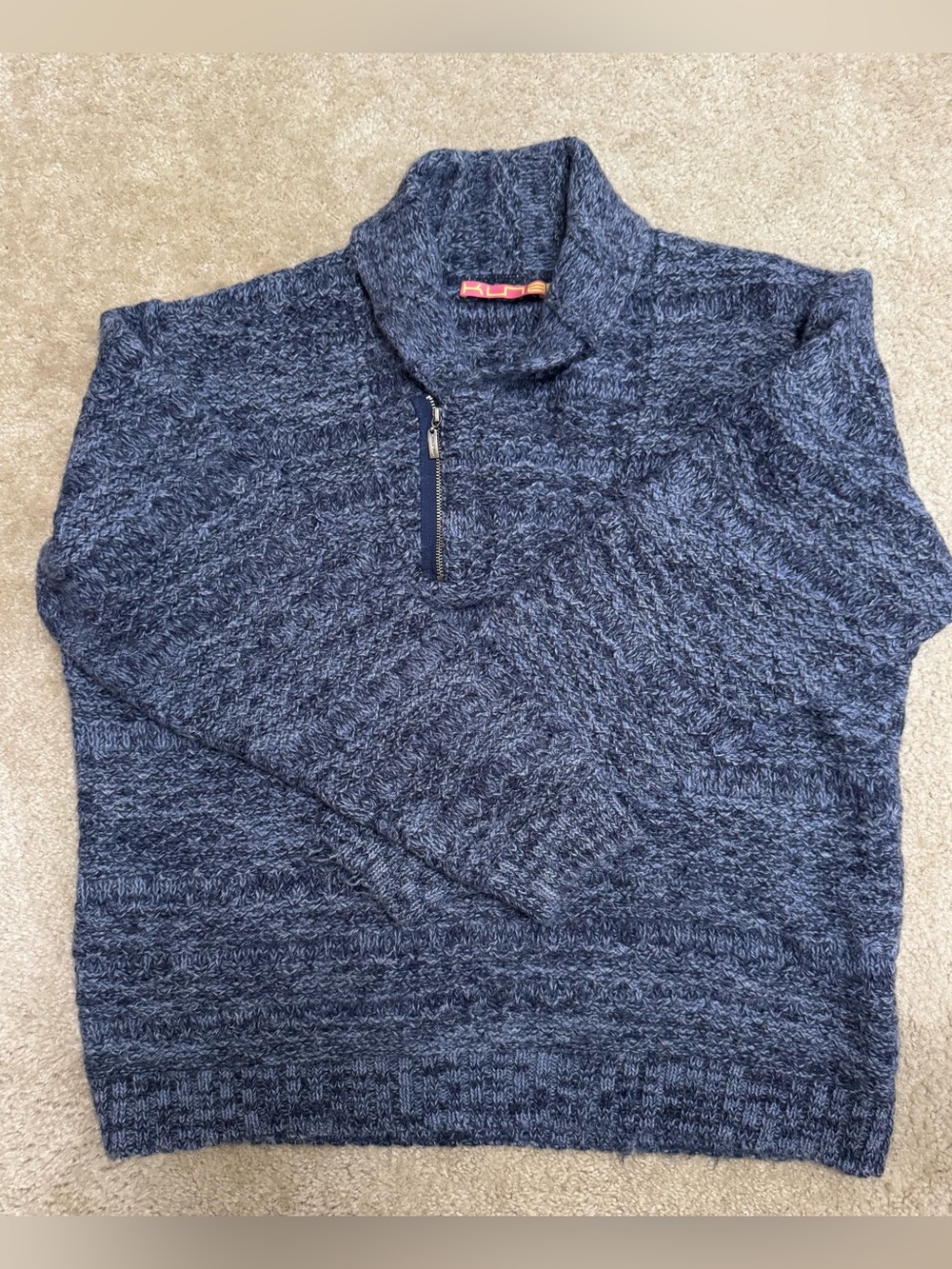 Women's Kuna Sz XL Navy Half-Zip Knit Pullover Sweater